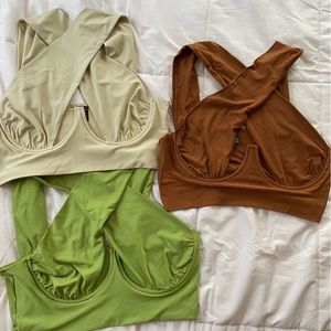 Shein cross neck crop tops